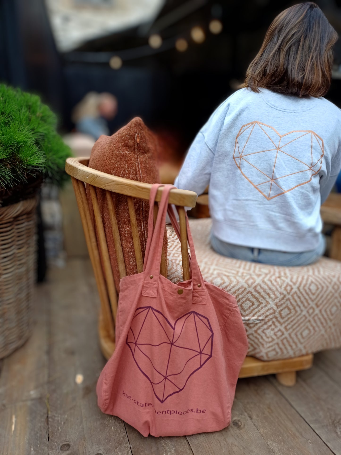 BAG big heart - pink ocker