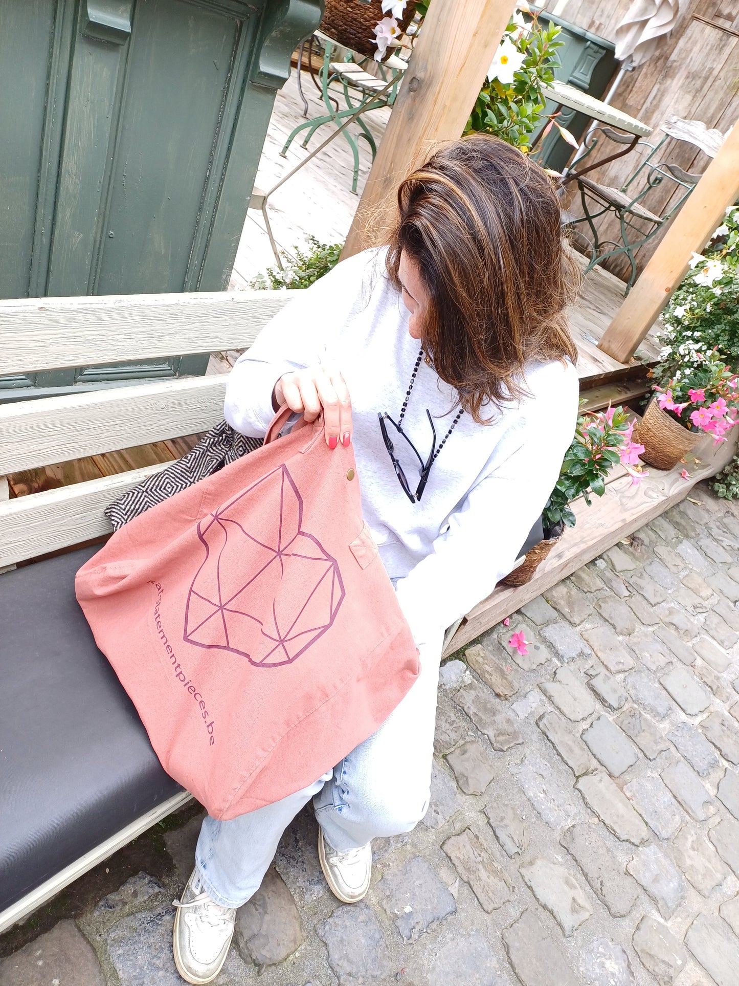 BAG big heart - pink ocker