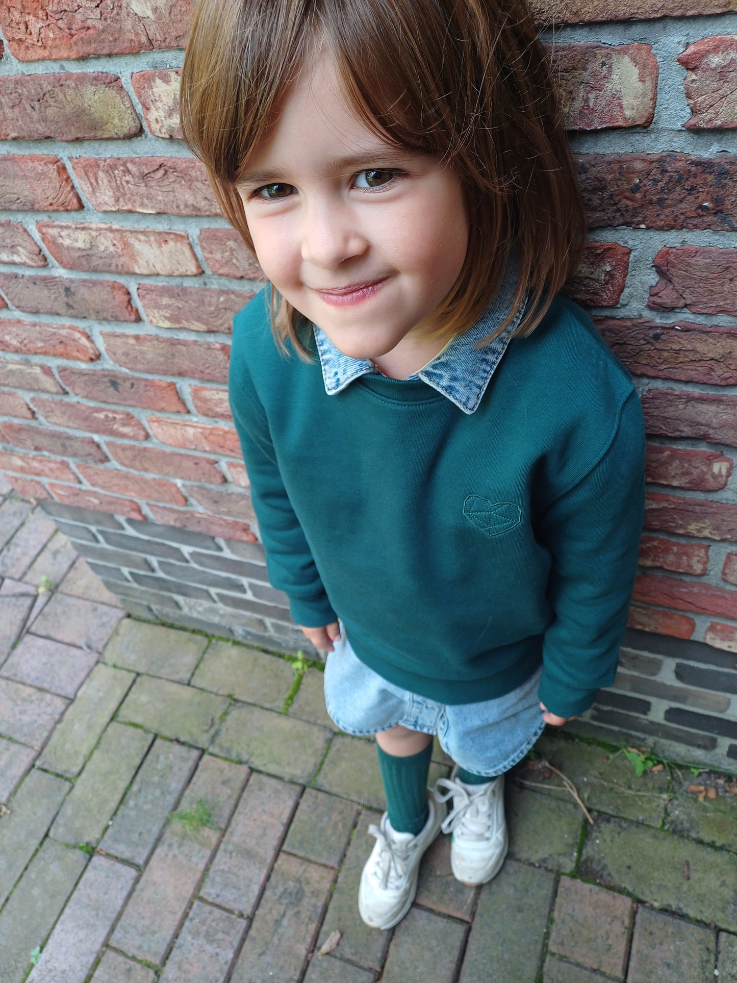 KIDS sweater green heart