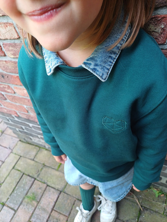 KIDS sweater green heart