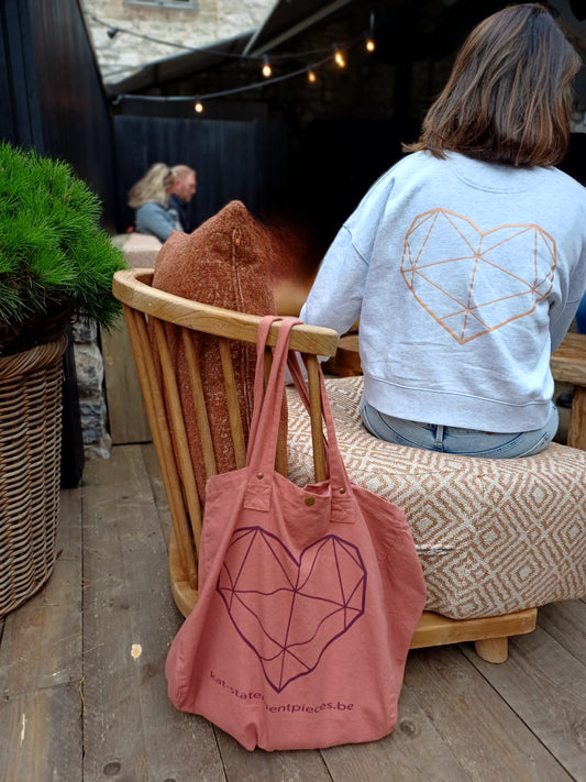 BAG big heart - pink ocker